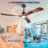Ceiling Fan Light With 6-Speed Remote Control Black Three-Blade Reversible Wooden Fan Blades Dc Motor Ideal For Bedrooms-1449718886