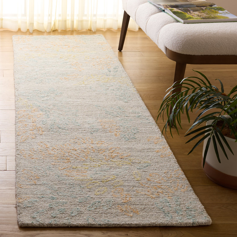Tapis d'intérieur en laine touffeté à la main Jardin, Tapis de couloir 2 pi 3 po x 8 pi