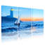 Nautique, voilier, océan, vagues, coucher de soleil, ensemble de 3 toiles-842852508
