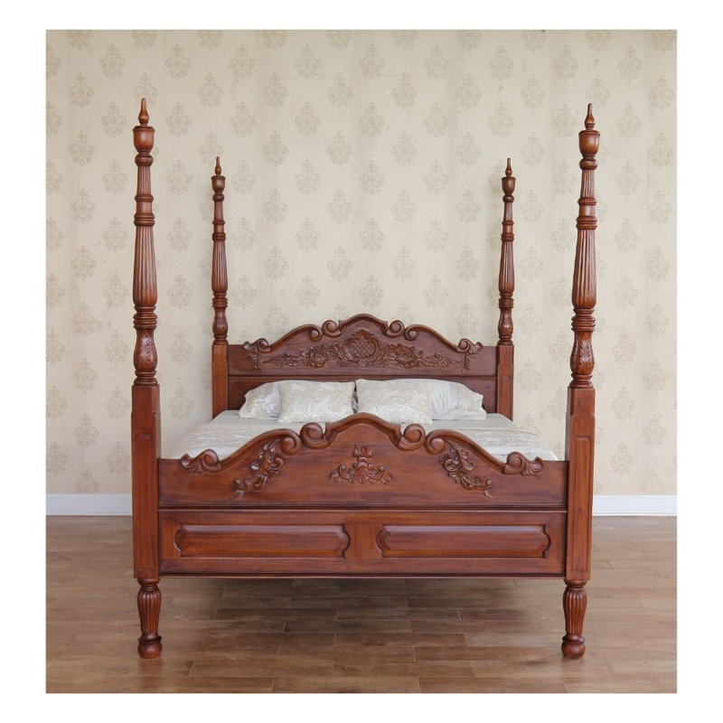 Solid Wood Bed, Wax Polish, Double (4'6)