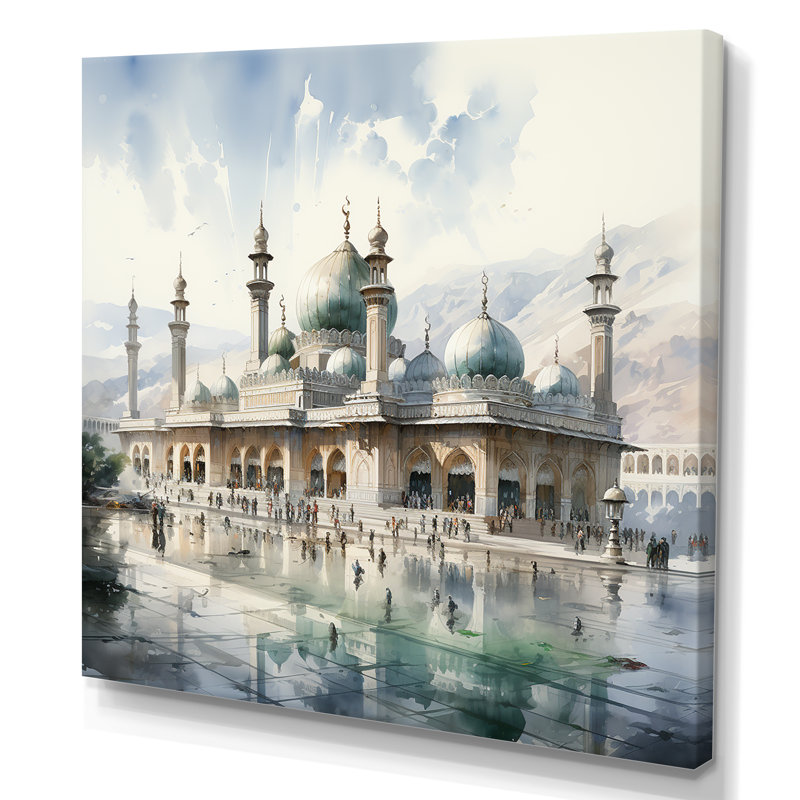«Mosquée» - Mosquée, Toile tendue, H 16 po x l 16 po x P 1 po