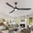 Black Smart Ceiling Fan With Led Light-678035309