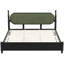King Bed Frame, Solid Wood Platform With Slats, Modern Green & Black Bedroom Furniture
