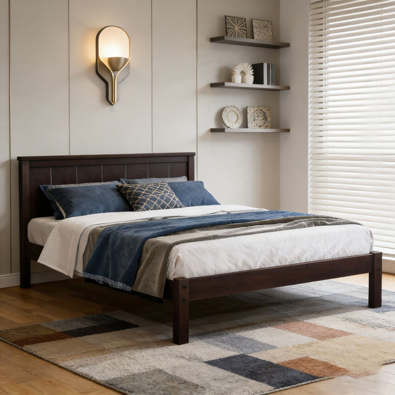 Base de lit plateforme avec tête de lit, Twin, Espresso