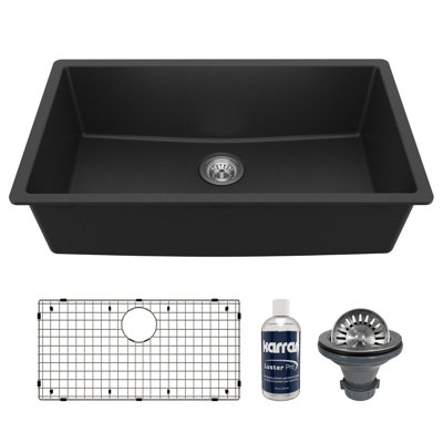 Karran Quartz 32-1/4'' X 19-1/4'' Large Single Bowl Undermount Kitchen Sink Kit