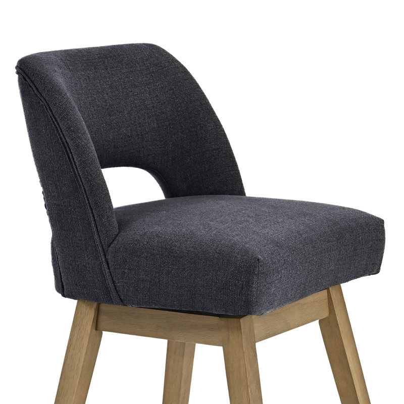 Ensemble de 6 tabourets de bar pivotants 27,1 po, assise rembourrée en polyester sur structure en bois massif, 6, Chêne clair