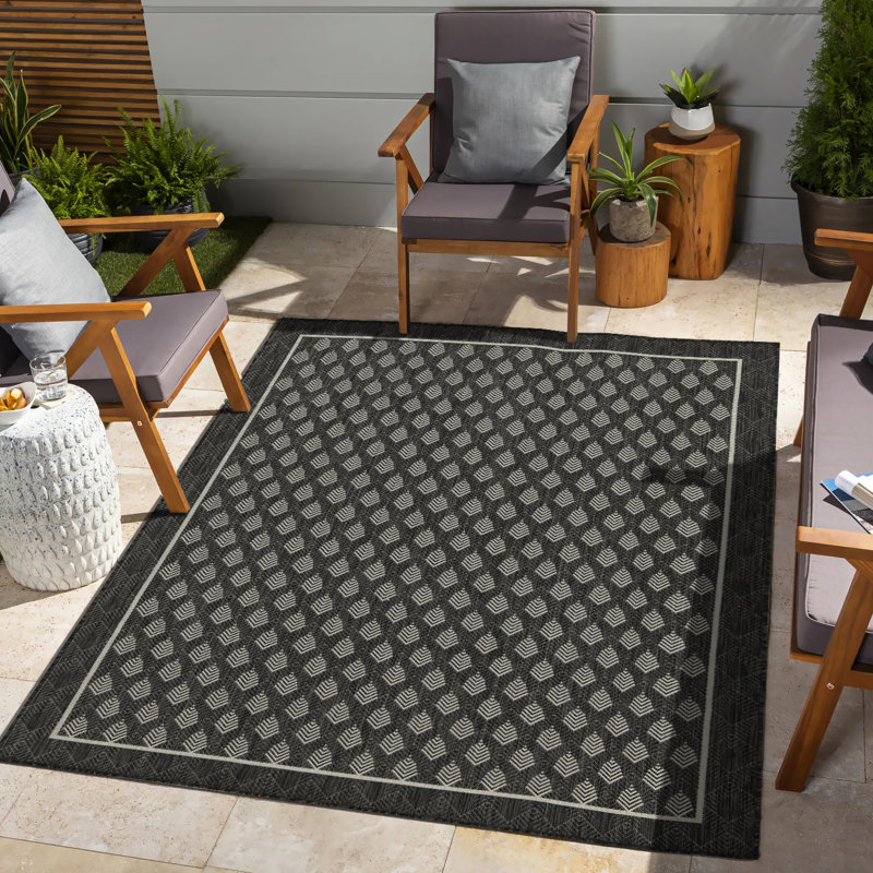 7 Ft. 10 In. X 3 Area Rug, Sunshine Collection, Anthracite - Polypropylene, Stain For Indoor & Outdoor Polypropylene 7Ft. 10In. 10Ft. 3In., Weather , All Areas