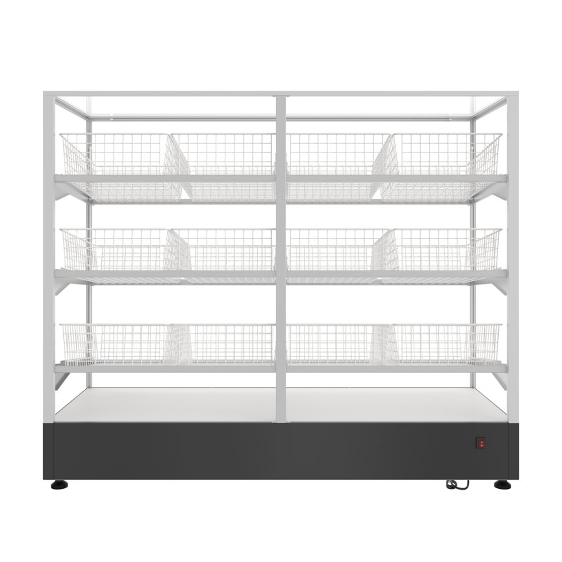 60 in. Floor Standing Bagel Bakery Display Case with 12 Baskets with Open Back and LED Lighting (KM-FDC-B12)