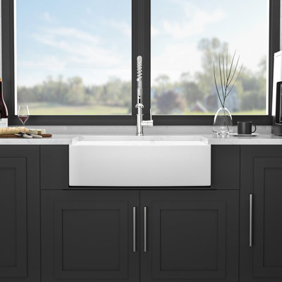 Ceramic Sink 33" For Kitchen - Stain Surface To Buildup In Seams