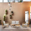 Ensemble de patio 5 pièces en bois d'acacia massif Ze Zephra avec coussins