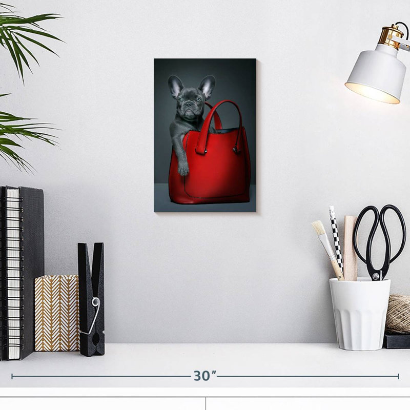 Bouledogue français dans un sac, 12" H x 8" W
