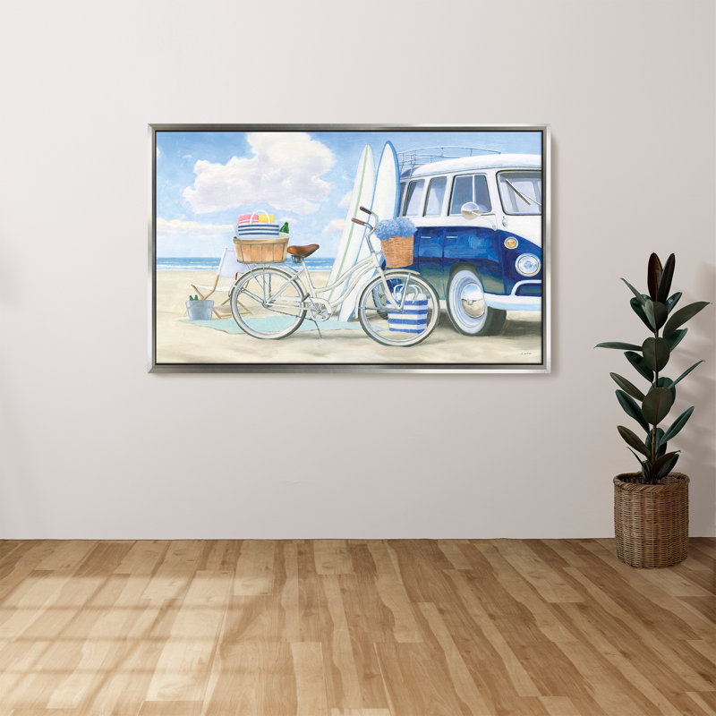 "Beach Time I" by James Wiens Print on Canvas in a  Floater Frame, Silver, 21.5" H x 33.5" W