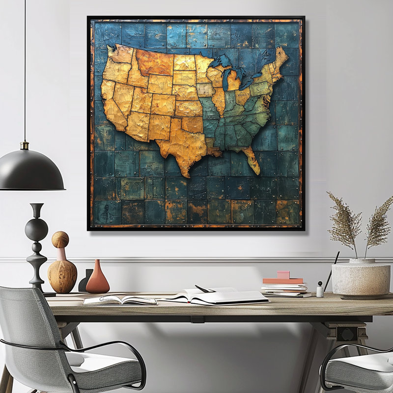 Amirya - Map Wall Art, Floater Framed Print, Black, 16" H x 16" W