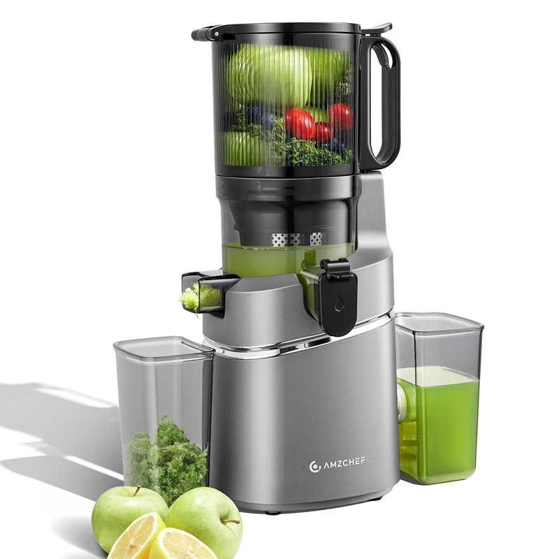 5.3" Wide Chute Cold Press Juicer, Self-feeding Slow Masticating Juicer For Whole Fruits & Vegetables, 250w High Yield Extractor, Easy Clean, Grey