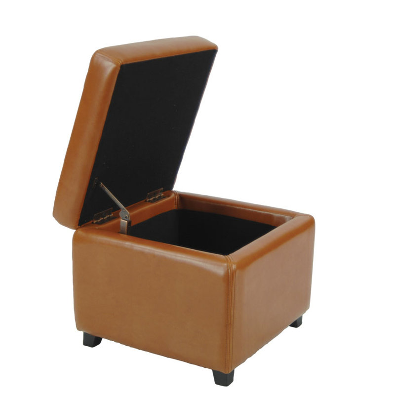 Kamyra Faux Leather Ottoman, Saddle Faux Leather