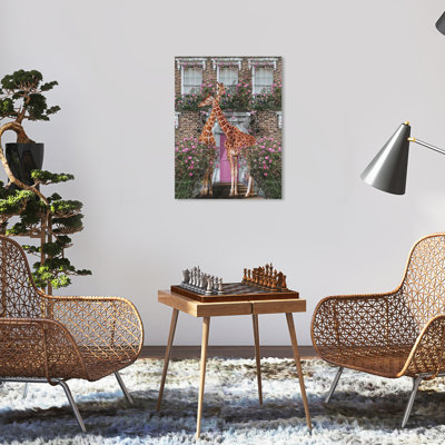 «Rose Garden Giraffes On Canvas» par Wynwood Studio, reproduction