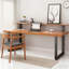 Noyer clair + bureau rectangulaire en bois massif noir et fer-1725013722