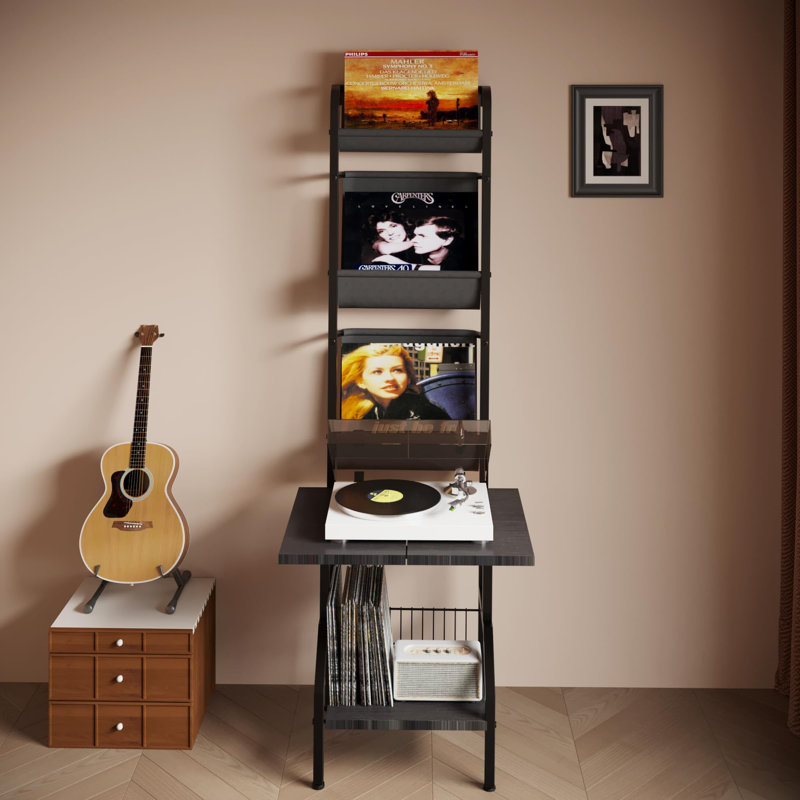Manufactured Wood,Metal 144cm H Media Shelves, Black