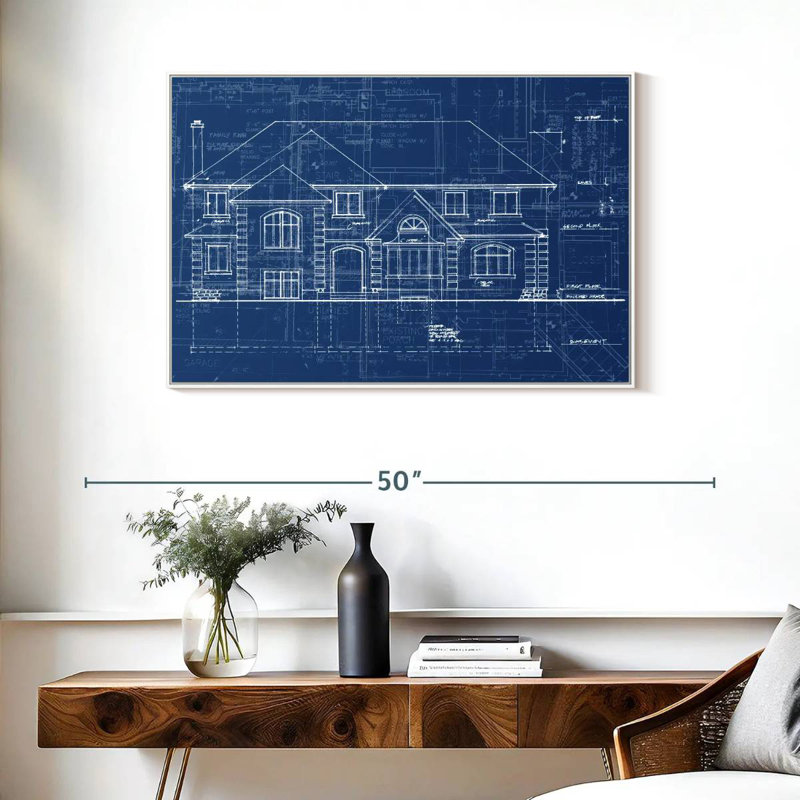 Plan de maison, Cadre flottant blanc, 37 po x 25 po