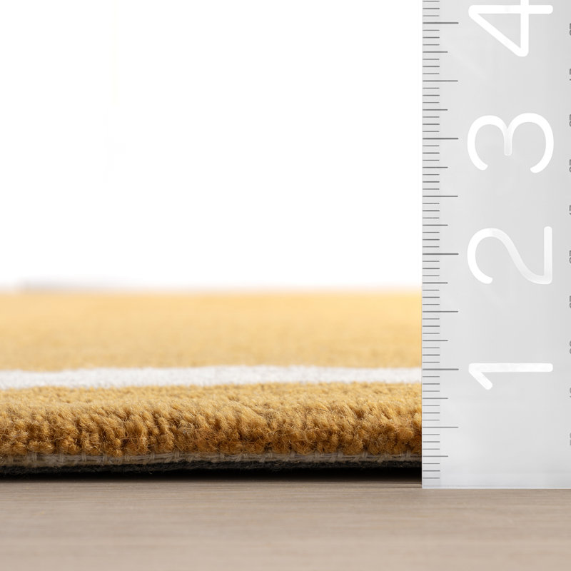 Golden Yellow Handmade Wool Tufted Rectangular Area Rug