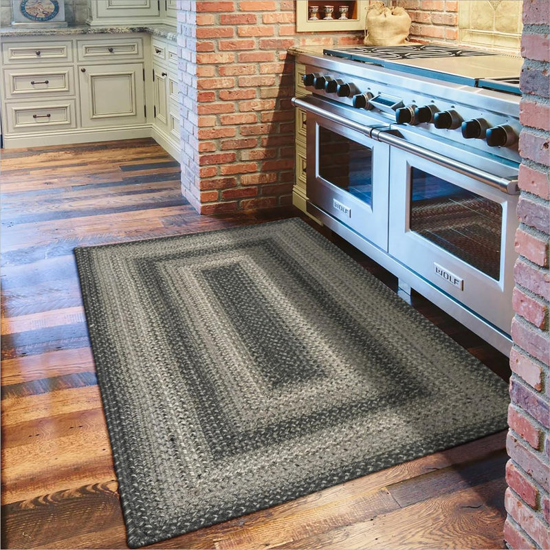 Cynita Braided Jute Non-Shedding Premium Charcoal/Gray Rug, Rectangle 2' x 3'