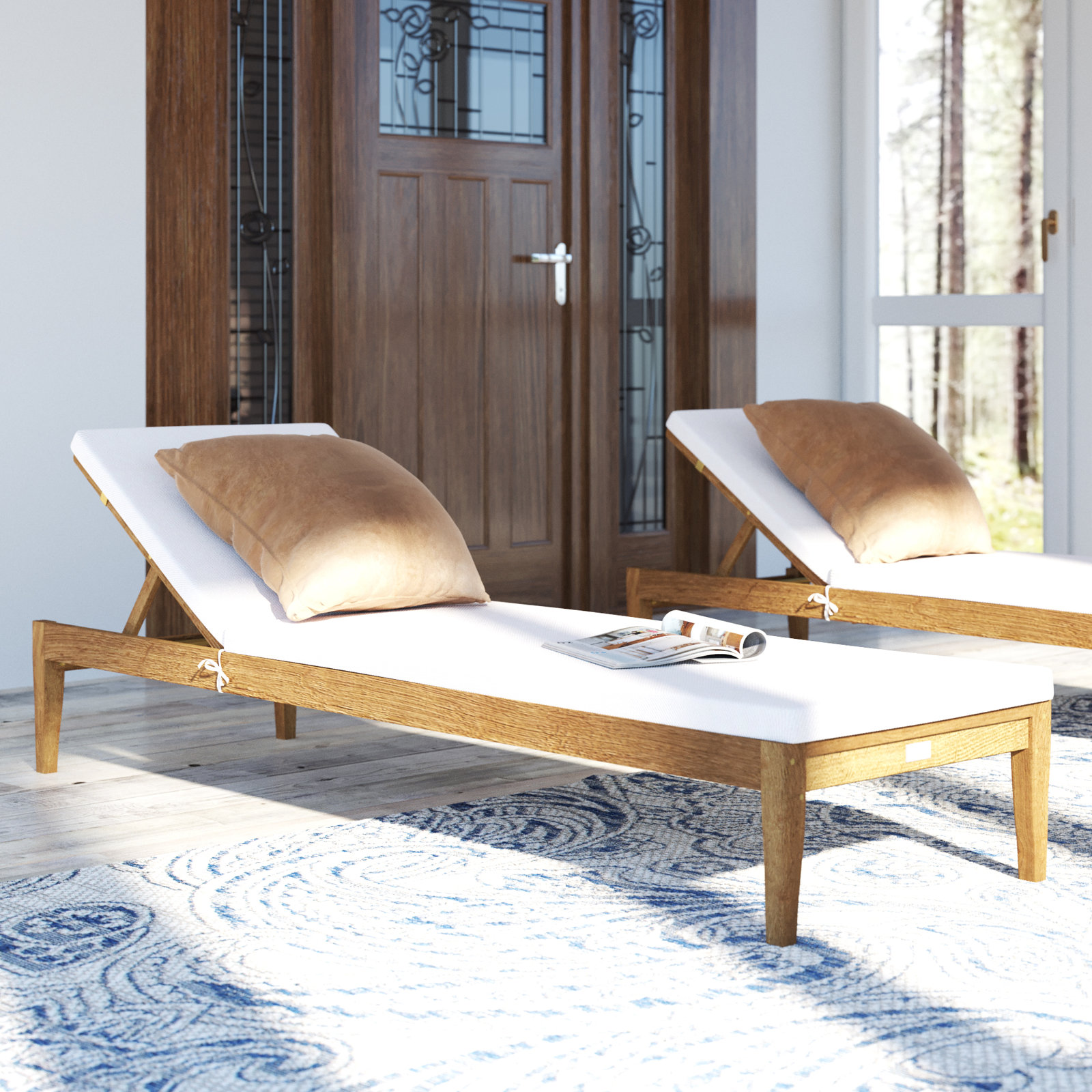 Arwen 23.6'' Outdoor Acacia Chaise Lounge, Ash Gray