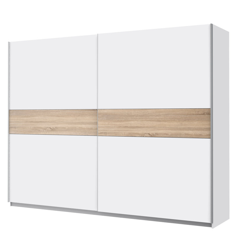 Arnaud 2 Door Manufactured Wood Wardrobe, White/Beige, 210cm H x 270cm W x 61cm D