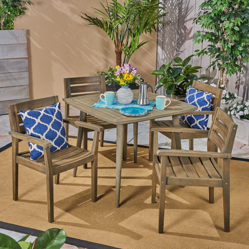 Ramage 4 - Person Acacia Wood Patio Dining Set with Square Table