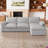 Kujtesa 102" Chenille L-shaped Sofa with One Movable Ottoman.-36691279