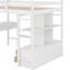 Lit mezzanine double avec bureau, tablettes de rangement et tiroirs