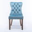 Chaise haute en velours bleu Sw2001lb avec rivets décoratifs et pieds en bois-240074593