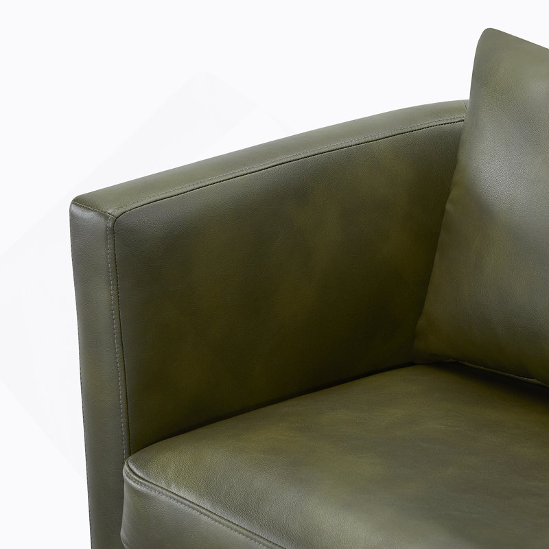 Fauteuil demi-tonneau pivotant en similicuir vert, Vert