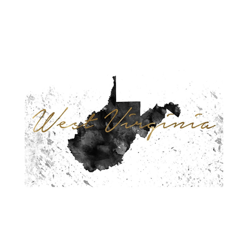 West Virginia Black and White Gold 1 Piece Wrapped Canvas Wall Art, 45.72cm H x 66.04cm W