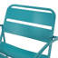 Fauteuil en fer turquoise : une parenthèse de détente dans votre jardin, profondeur 61,2 cm, largeur 67,2 cm, hauteur 65,2 cm, poids 6,5 kg.