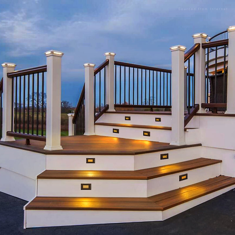 Éclairage de sentier à DEL câblé à intensité variable pour escalier de terrasse 3000K - blanc chaud, Horizontal