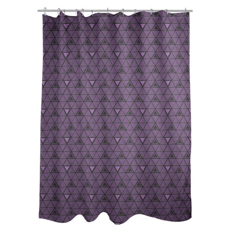 Rideau de douche simple à triangles à main classique Patricia Geoffrey, Violet / noir