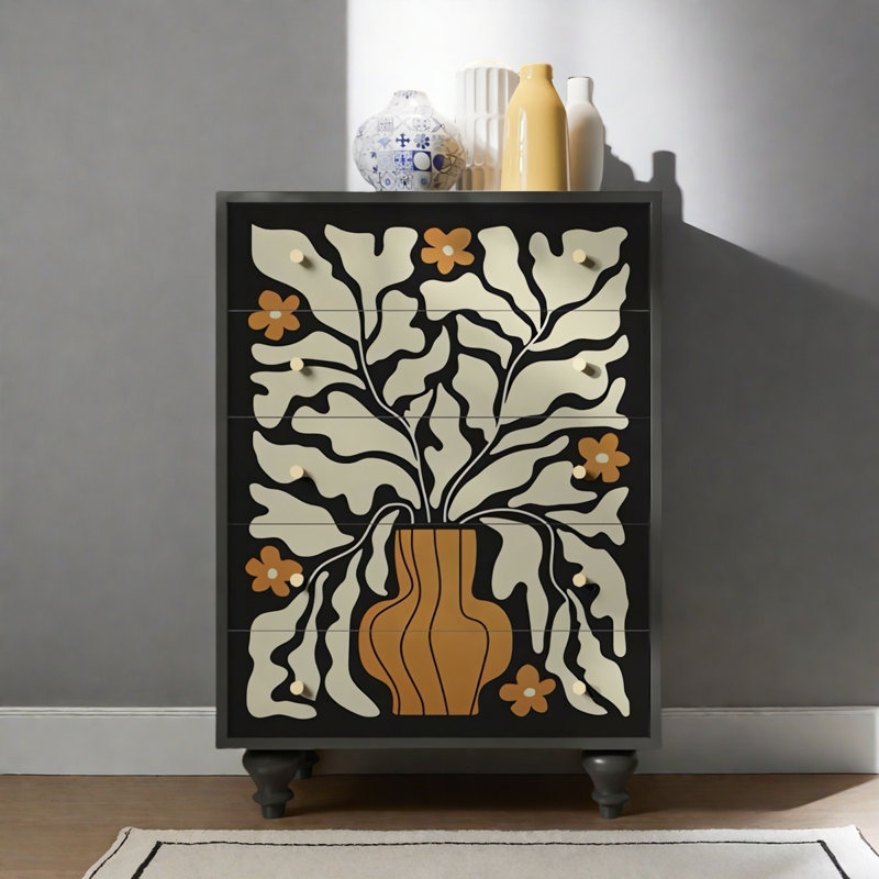 Commode d'appoint 5 tiroirs Black