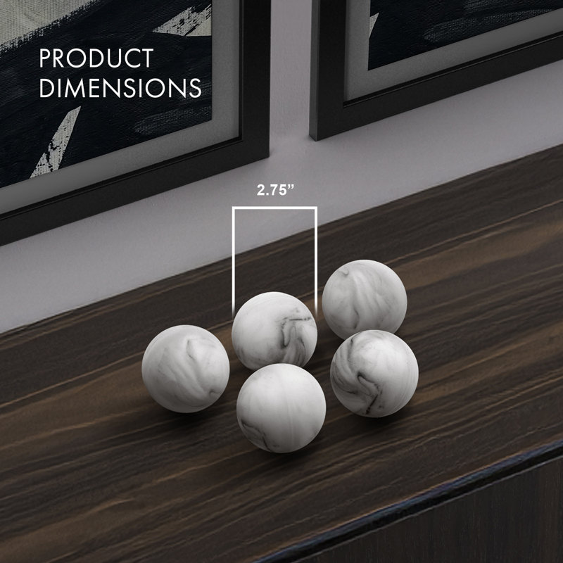 Creative Scents Marble Look Small Decorative Balls Set of 3, White