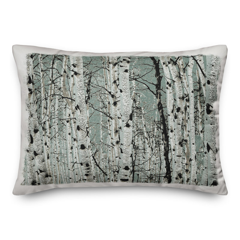  Housse et insert de coussin rectangulaire bleu sarcelle Winter Birches