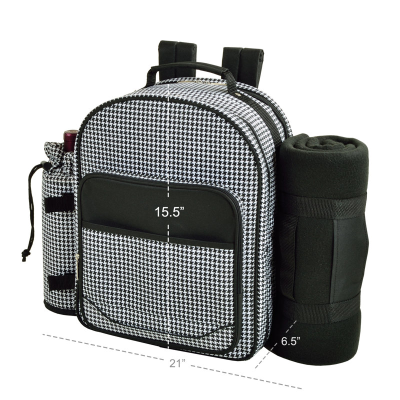 Houndstooth Polyester Picnic Backpack