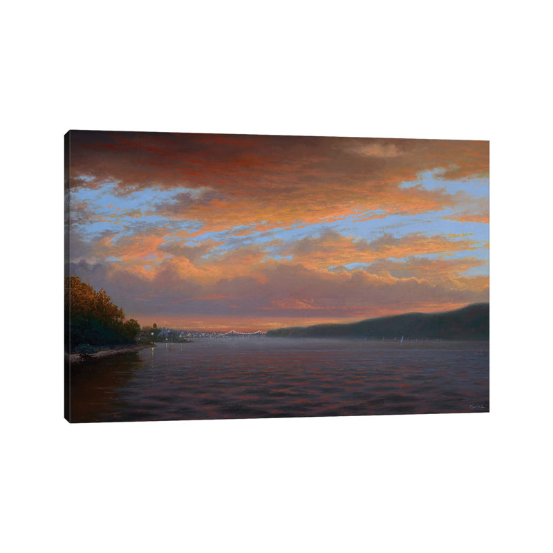 Sunset - Dobbs Ferry Looking South to NYC 10.23.18 1 Piece Wrapped Canvas Painting, 20.32 cm H x 30.48 cm W