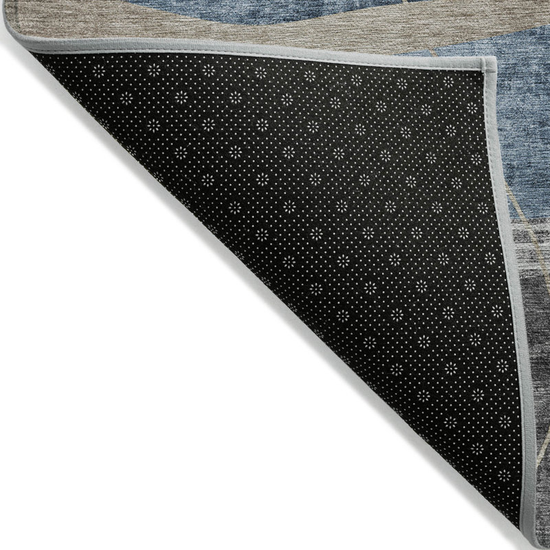 Tapis extérieur lavable abstrait gris et gris anthracite 5 pi x 8 pi