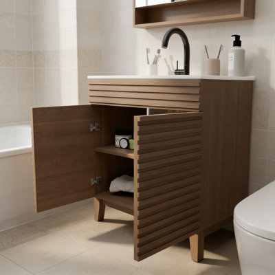 30 Inch Bathroom Vanity with Ceramic Sink Combo for Small Space