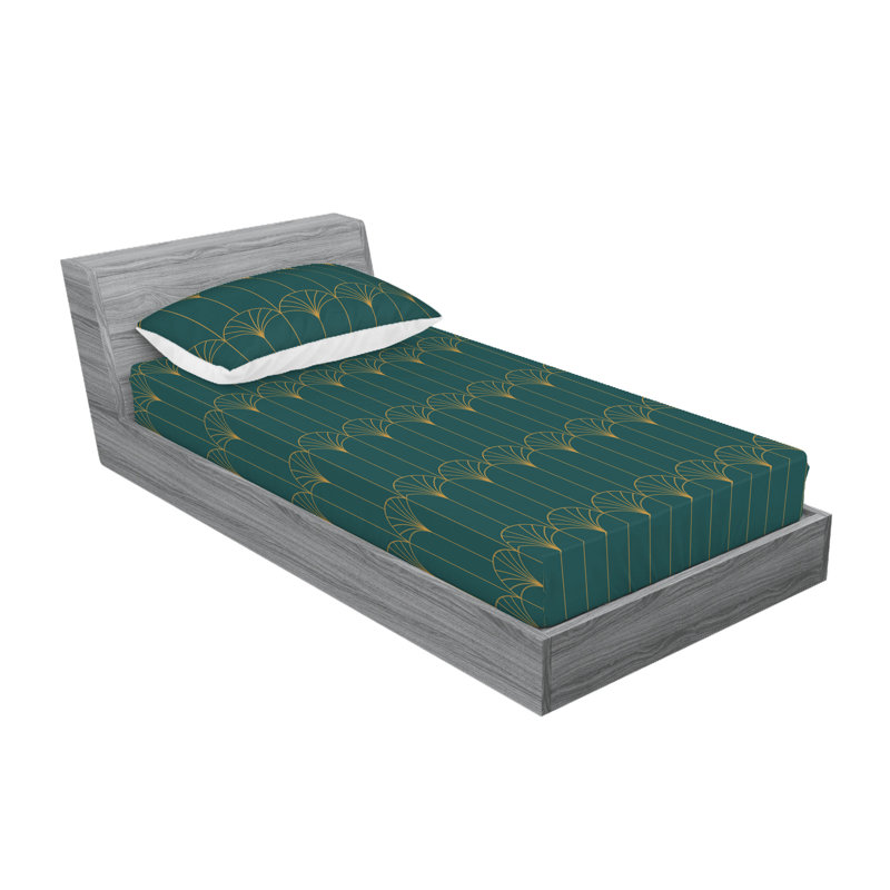 Microfiber Geometric Sheet Set, Teal, Twin Sheet Set with 1 Pillowcase