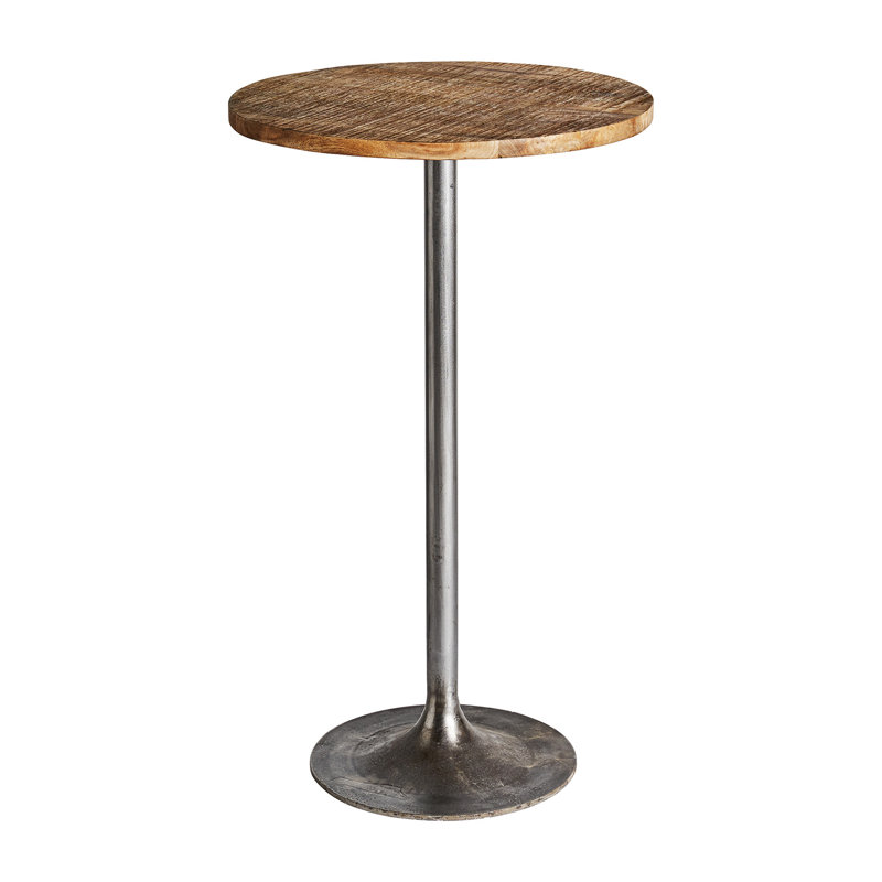 Marcial Mango Round Wood Top Dining Table with Iron Base, H103 x L60 x W60cm