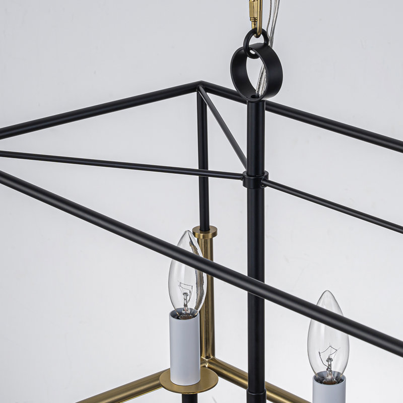 5-light Black/Gold Rectangular Kitchen Island Chandelier