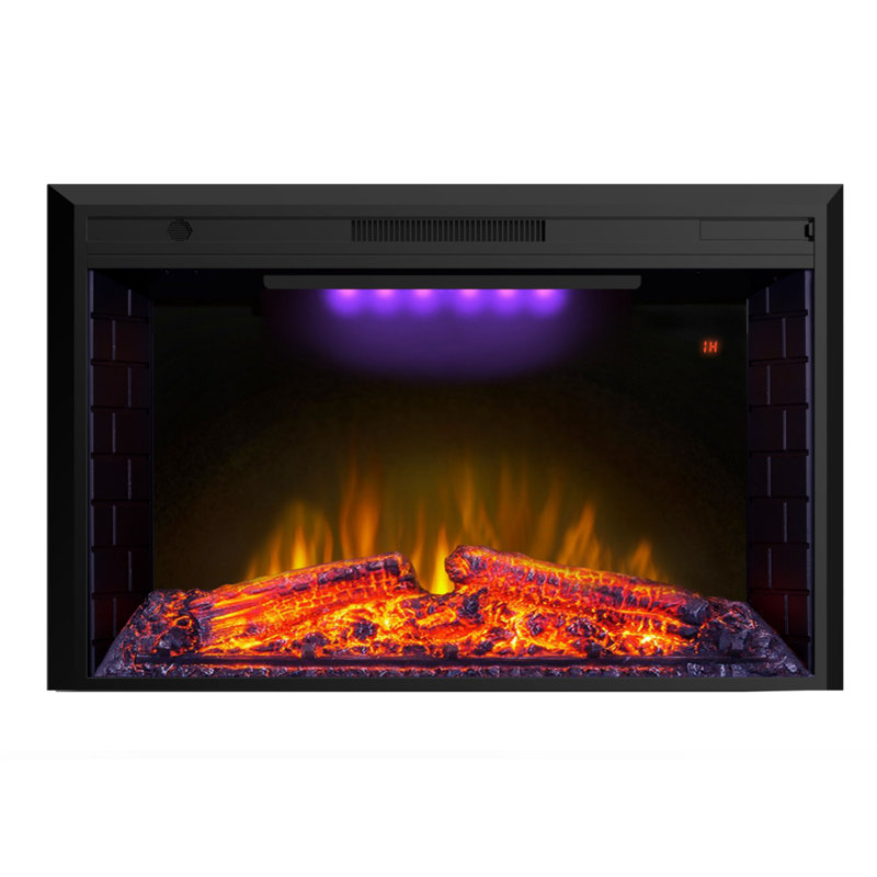 43" Recessed Electric Fireplace Heater Insert For Living Roon With Led Flame Effect, Overheating Protection, Fire Crackling Sound, Remote Control And Log Set, 750/1500w, Black