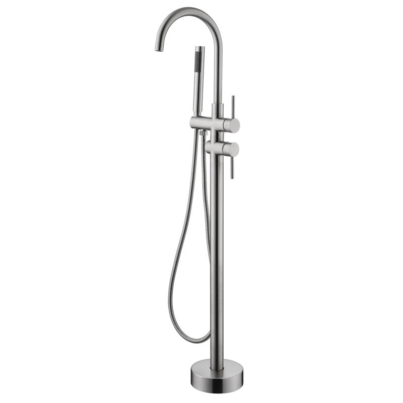 Robinet de baignoire avec douche à main et bouton de contrôle du débit d'eau Robinet autoportant à réduction de bruit