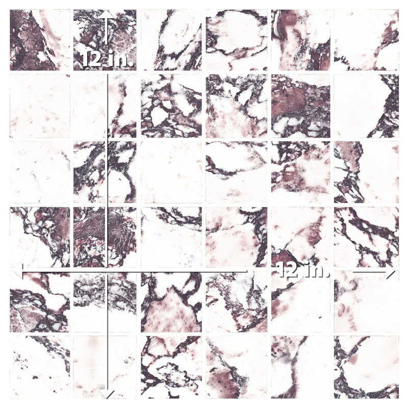 Touche 2" Square 11-3/4 In. X 11-3/4 In. Porcelain Mosaic Tile, Red/White