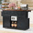 53.7" Farmhouse Kitchen Island with Power Outlet, 2 Sliding Barn Door Kitchen Storage Island with Drop Leaf, Spice Rack Rolling Kitchen Cart on Wheels, for Home, Kitchen and Dining Room-1723636520-1723635926